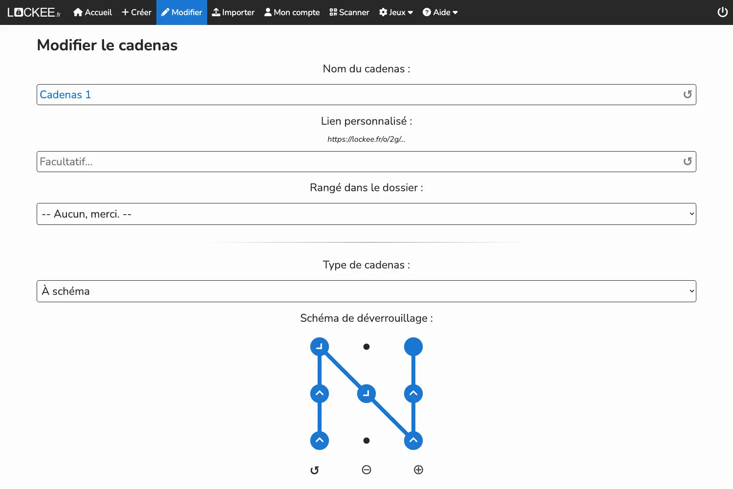 Edition d'un cadenas sur Lockee.fr